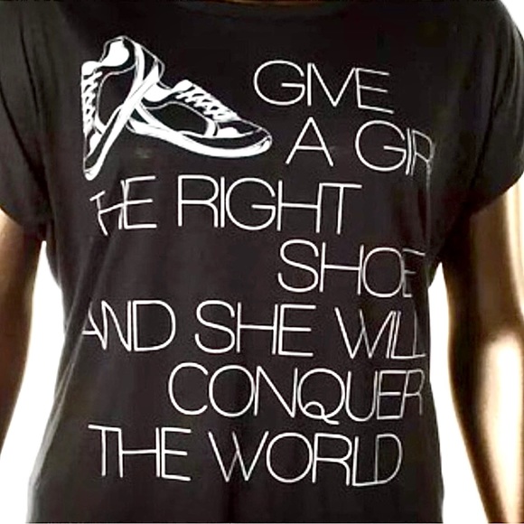 ’Give a Girl the Right Shoe…’ Black Graphic Slub Tee SZ 2X! NEW! - Picture 1 of 7